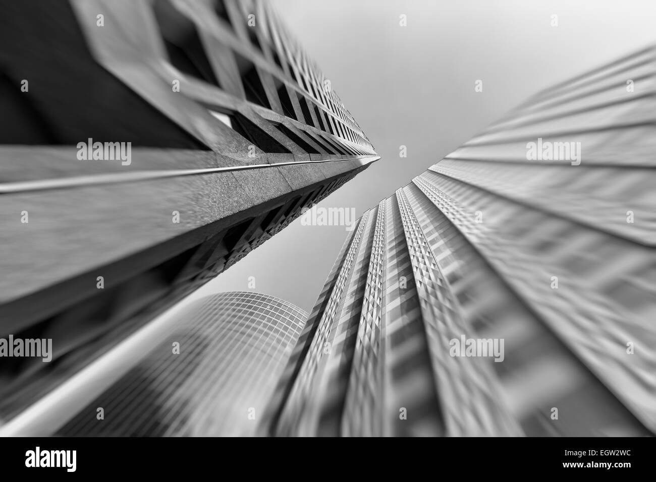 Black and White View of Modern Buildings. Business Concept Stock Photo