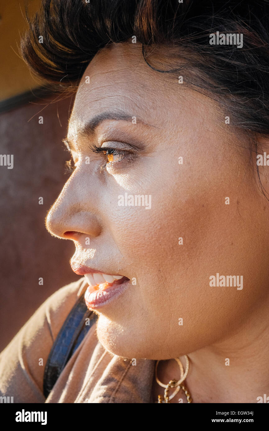 Uplcose profile of woman. Stock Photo