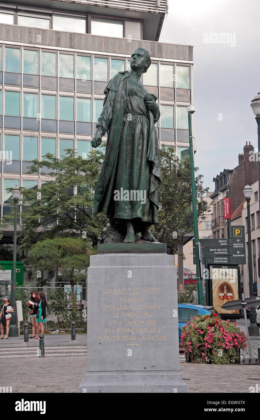 Statue of Gabrielle Petit in Place Saint-Jean, Brussels, Belgium. Stock Photo