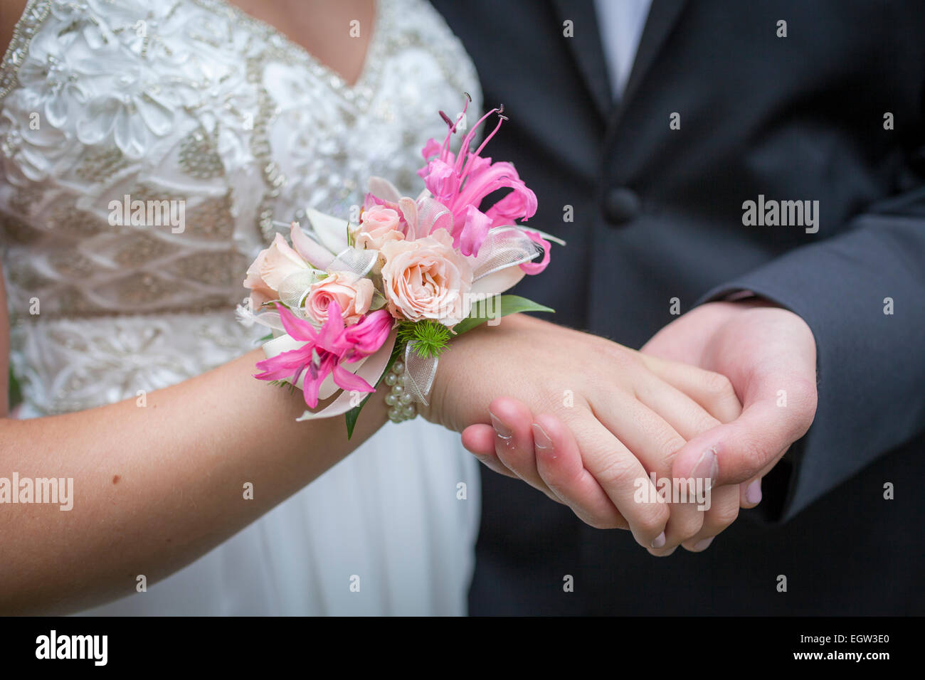 Close up of corsage. Stock Photo