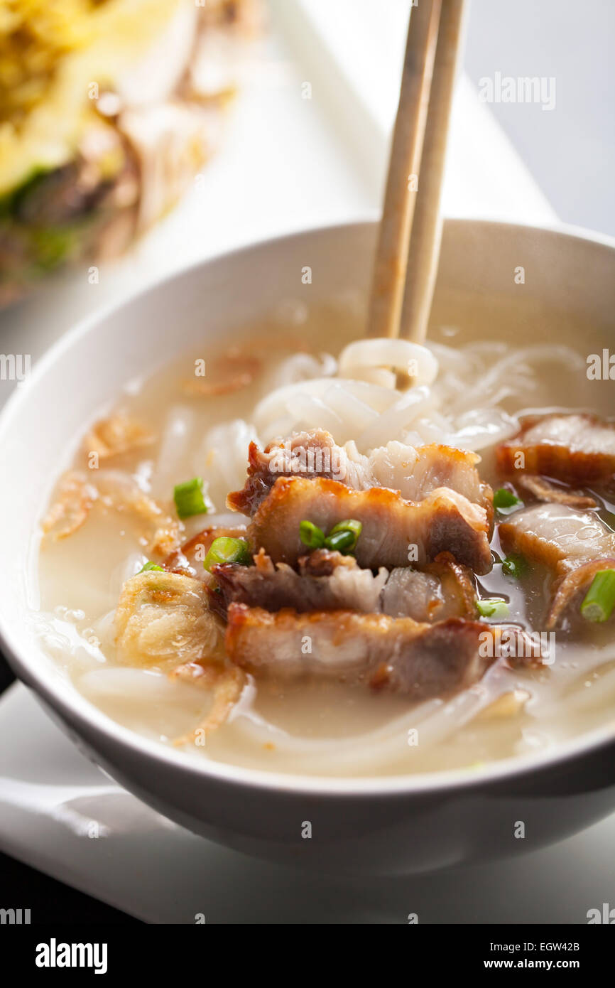 Thai Noodle Soup with Pork Stock Photo - Alamy