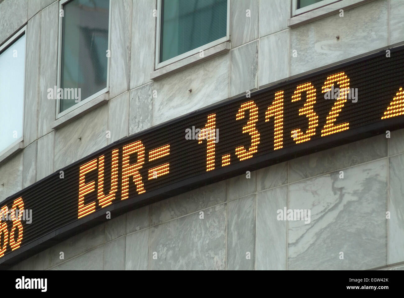 Stock market ticker with euro london UK europe Stock Photo