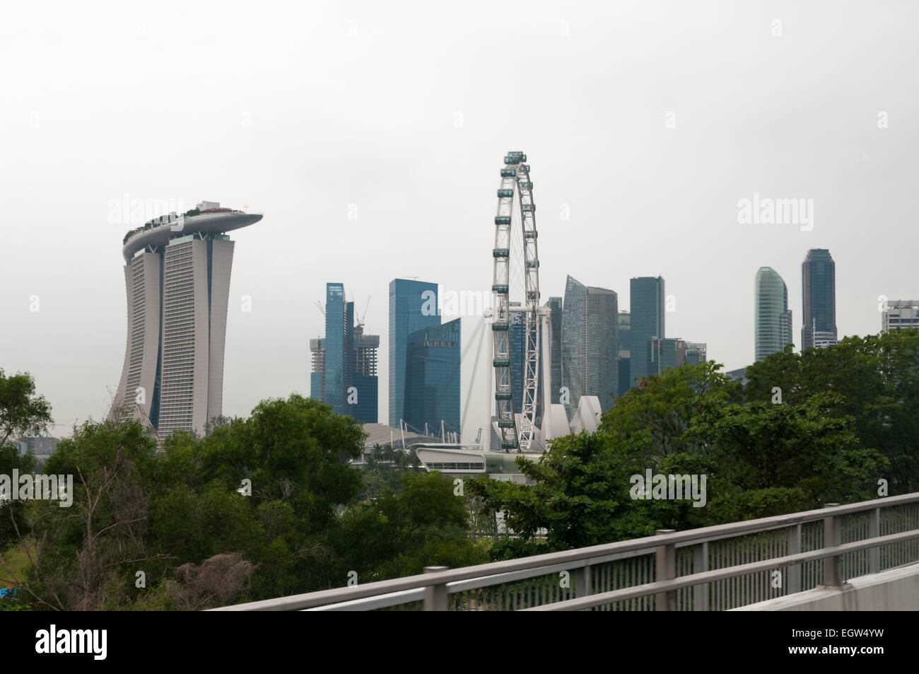 The Singapore Flyer observation wheel and Marina Bay Sands, Singapore. Stock Photo