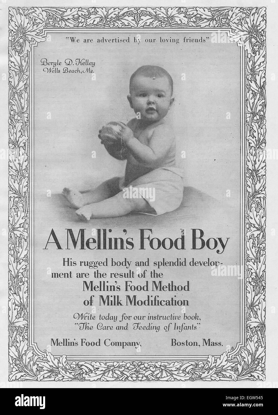 Advertisement for Mellin's Food Company 1916 Stock Photo