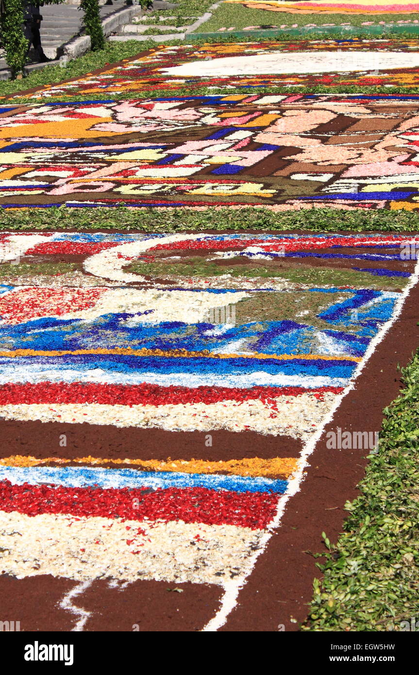 GENZANO, ITALY - JUNE 17: Floral Carpet in the Main Street on June 17, 2012 in Genzano, Italy. This event takes place every year Stock Photo