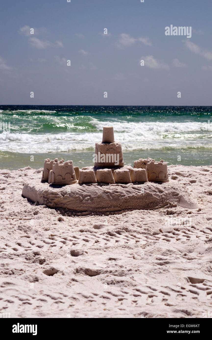 A completed sandcastle on Okaloosa Beach. Stock Photo