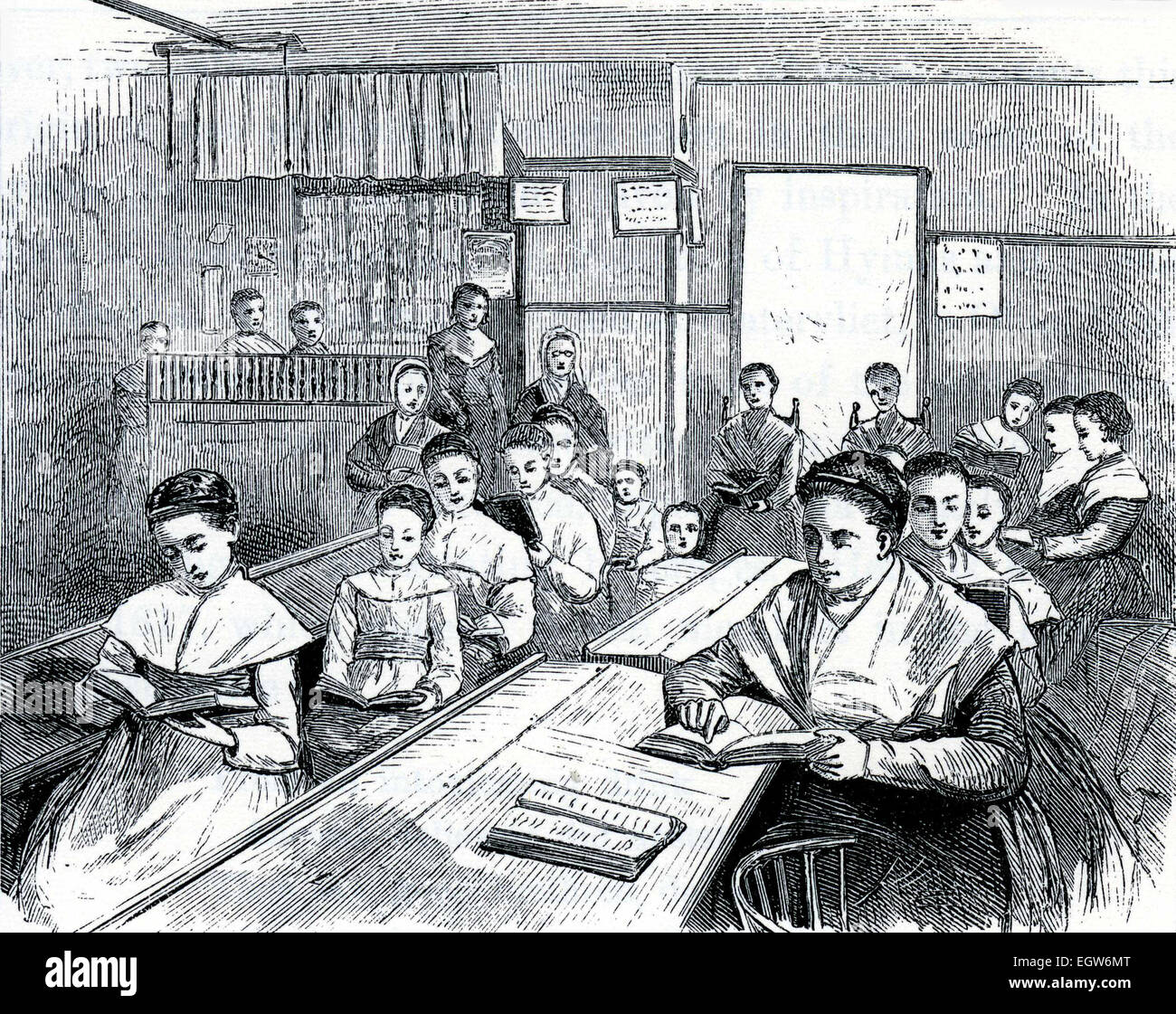 Scene from a Shaker School in 19th Century USA Stock Photo Alamy