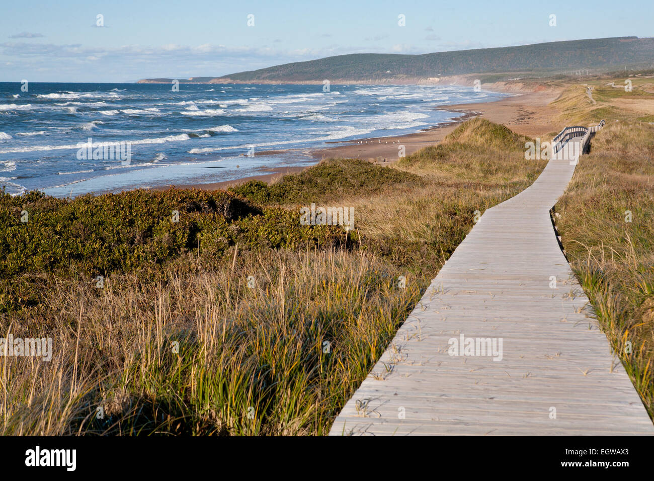 Inverness Beach Boardwalk, Nova Scotia, Canada Stock Photo