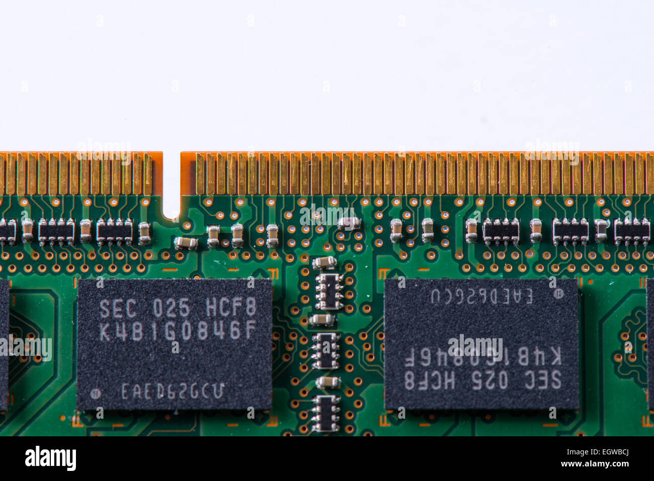 Closeup of a memory Ram chip module Stock Photo