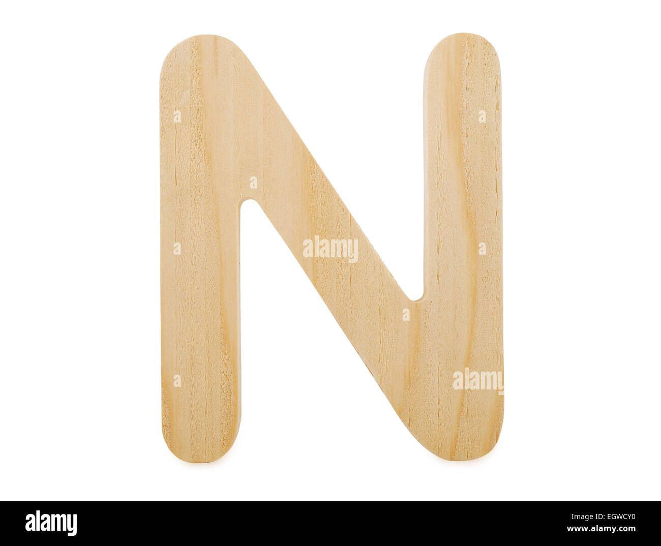 wooden letter n isolated on white, studio shot Stock Photo