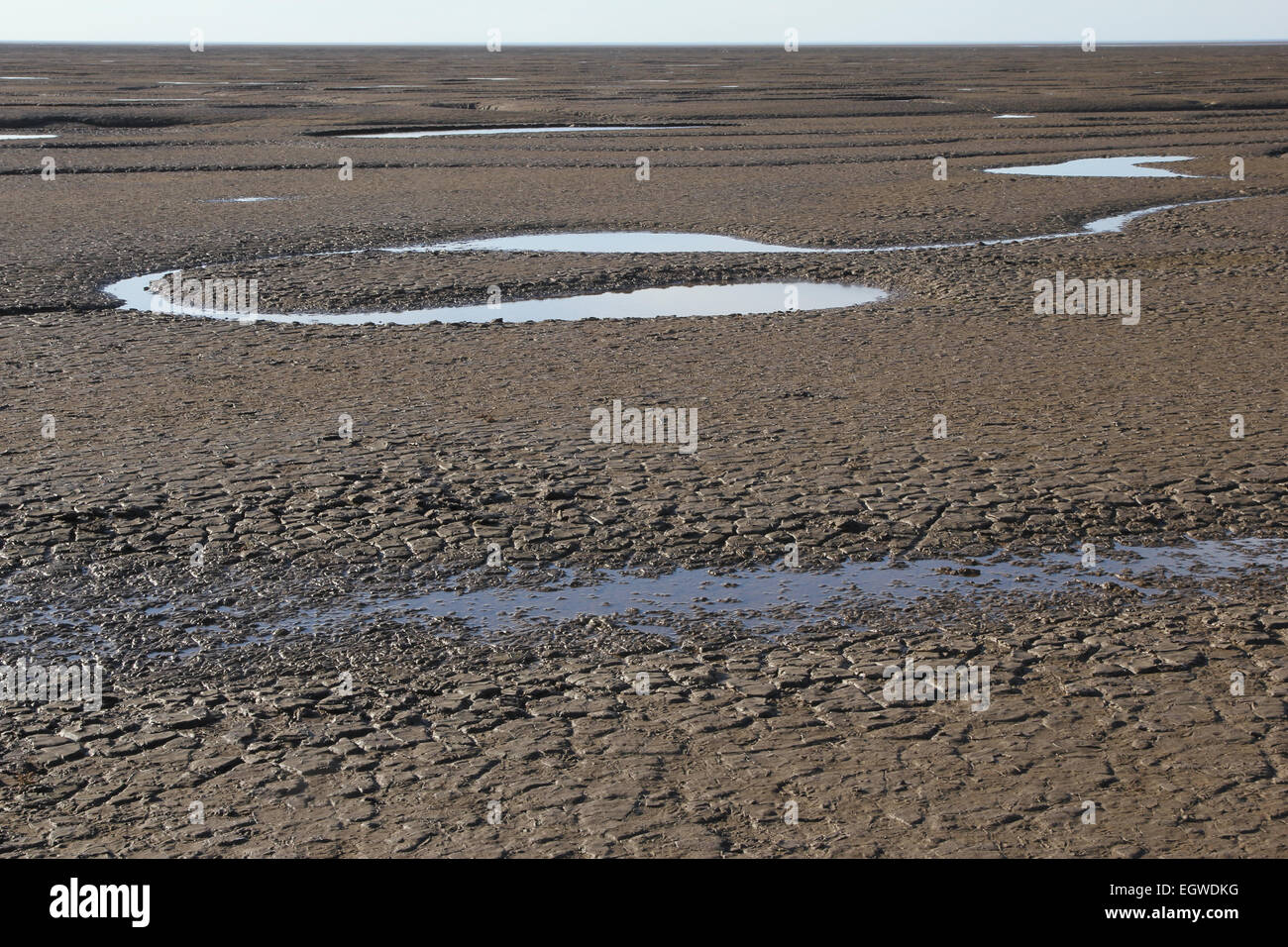 Mud flats at low tide near Snettisham Norfolk UK Stock Photo