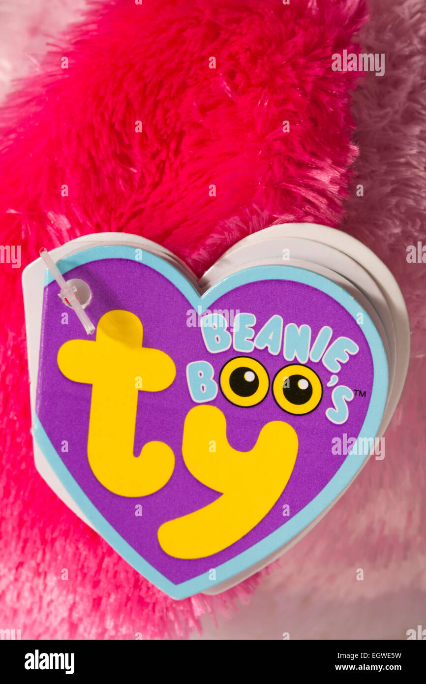 ty beanie boo's label tag on soft cuddly toy - close up Stock Photo