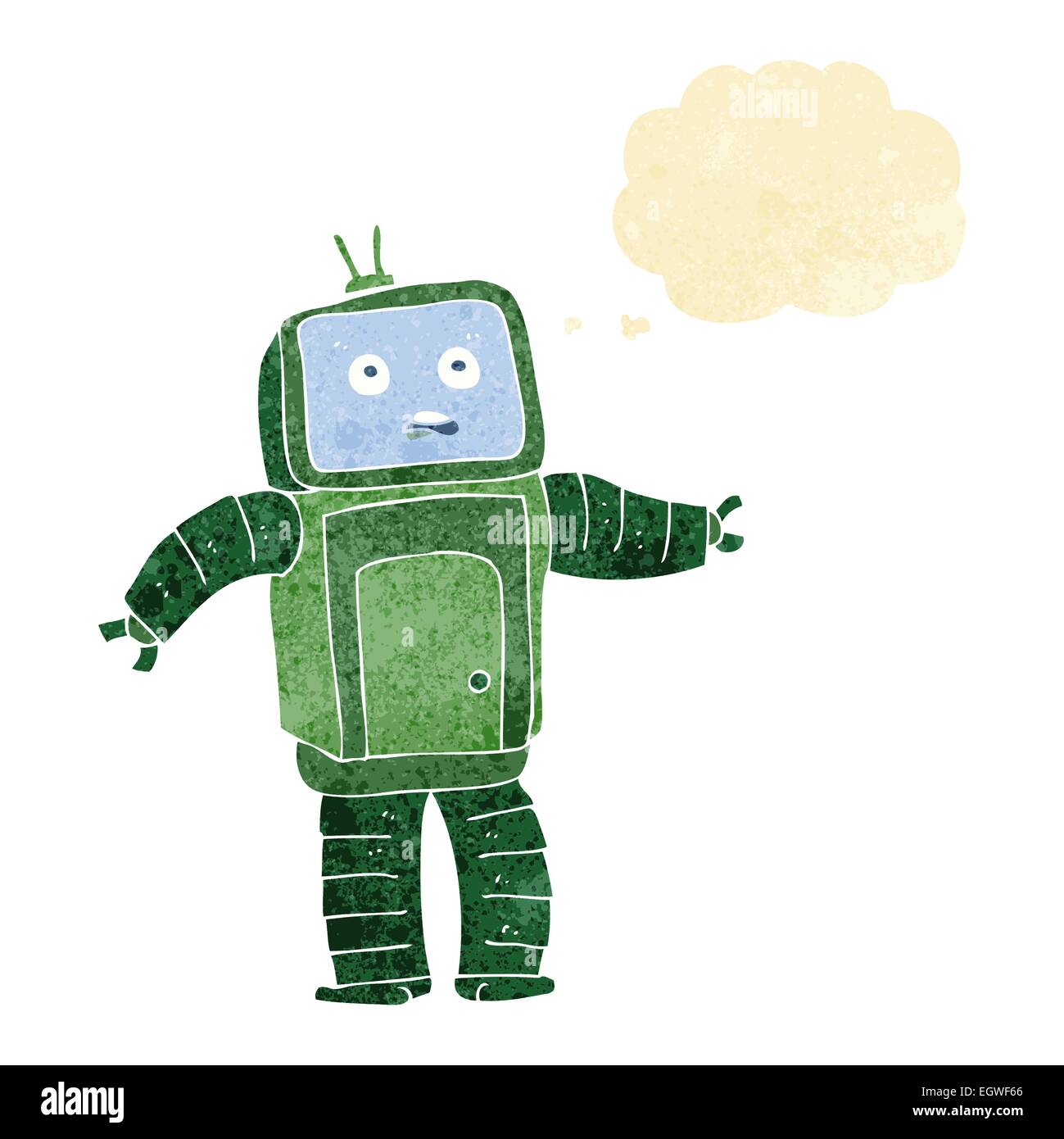cartoon funny robot with thought bubble Stock Vector Image & Art - Alamy