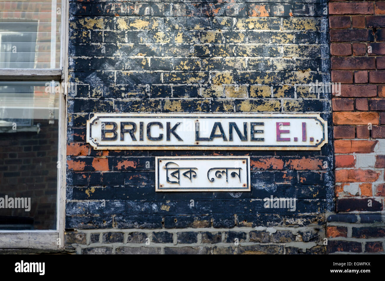 Brick Lane road sign, London, UK Stock Photo
