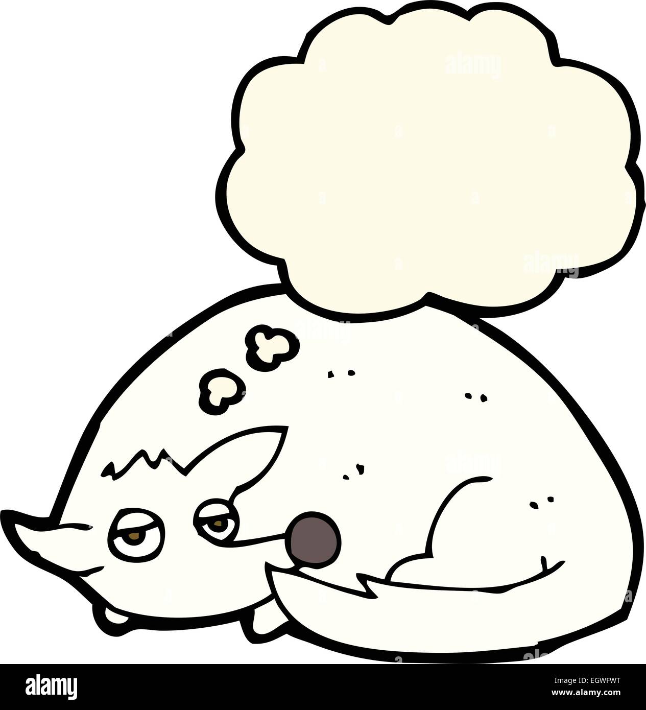 cartoon curled up dog with thought bubble Stock Vector Image & Art Alamy
