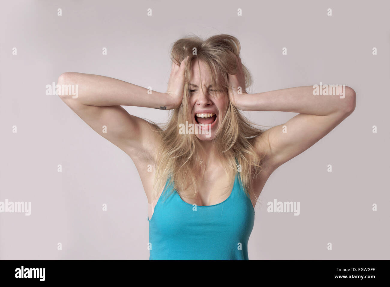 screaming woman Stock Photo