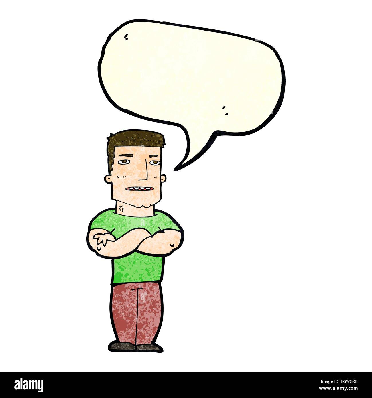 cartoon tough guy with folded arms with speech bubble Stock Vector ...