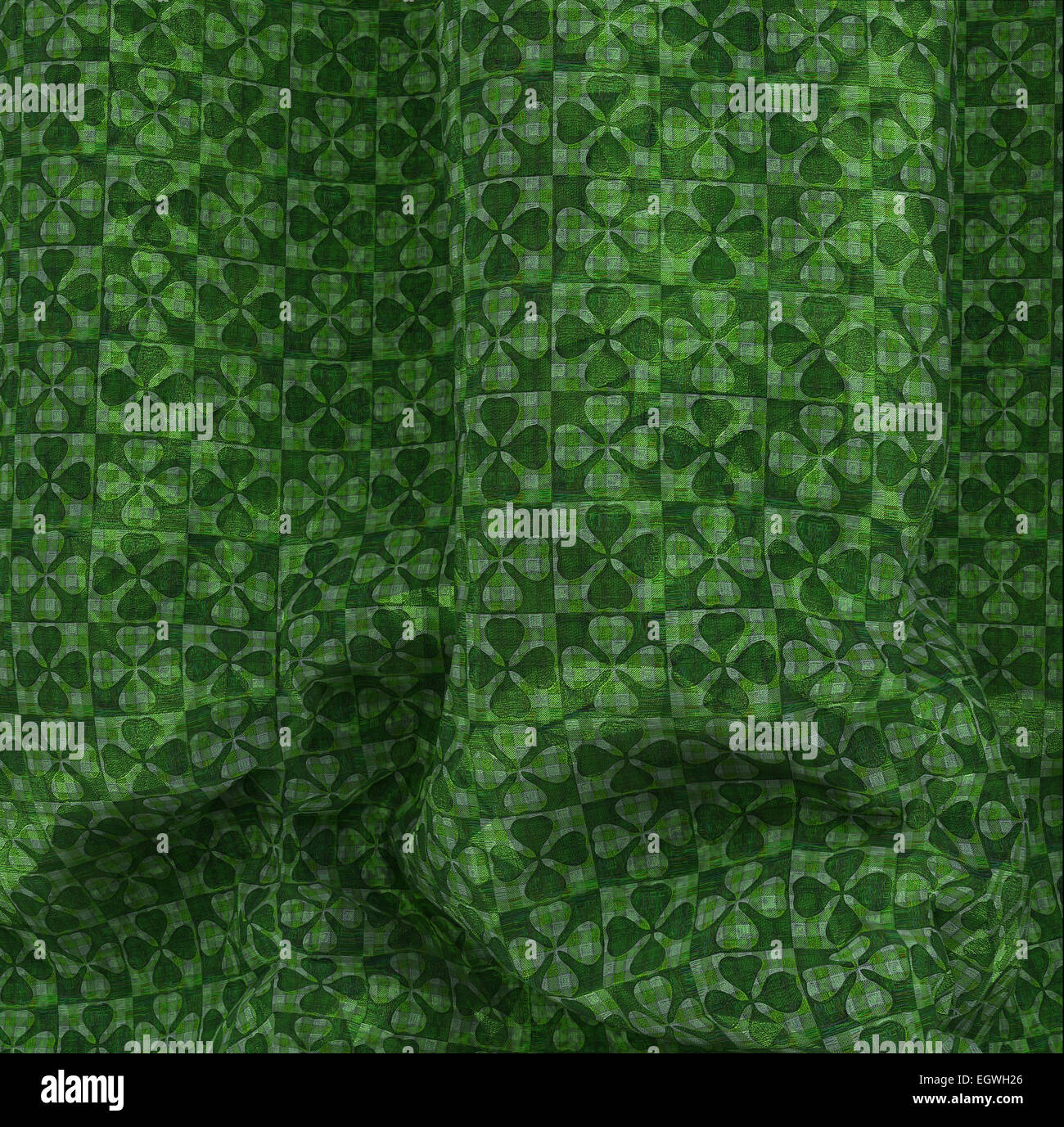 Saint Patrick's green clover ornamental draped background Stock Photo