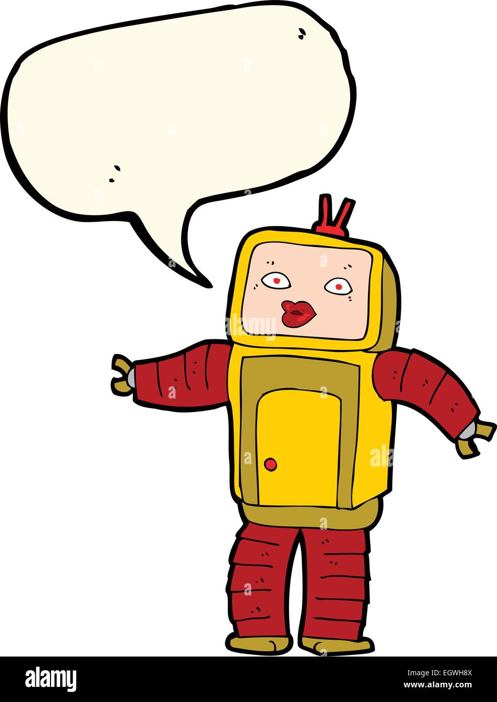 funny cartoon robot with speech bubble Stock Vector Image & Art - Alamy