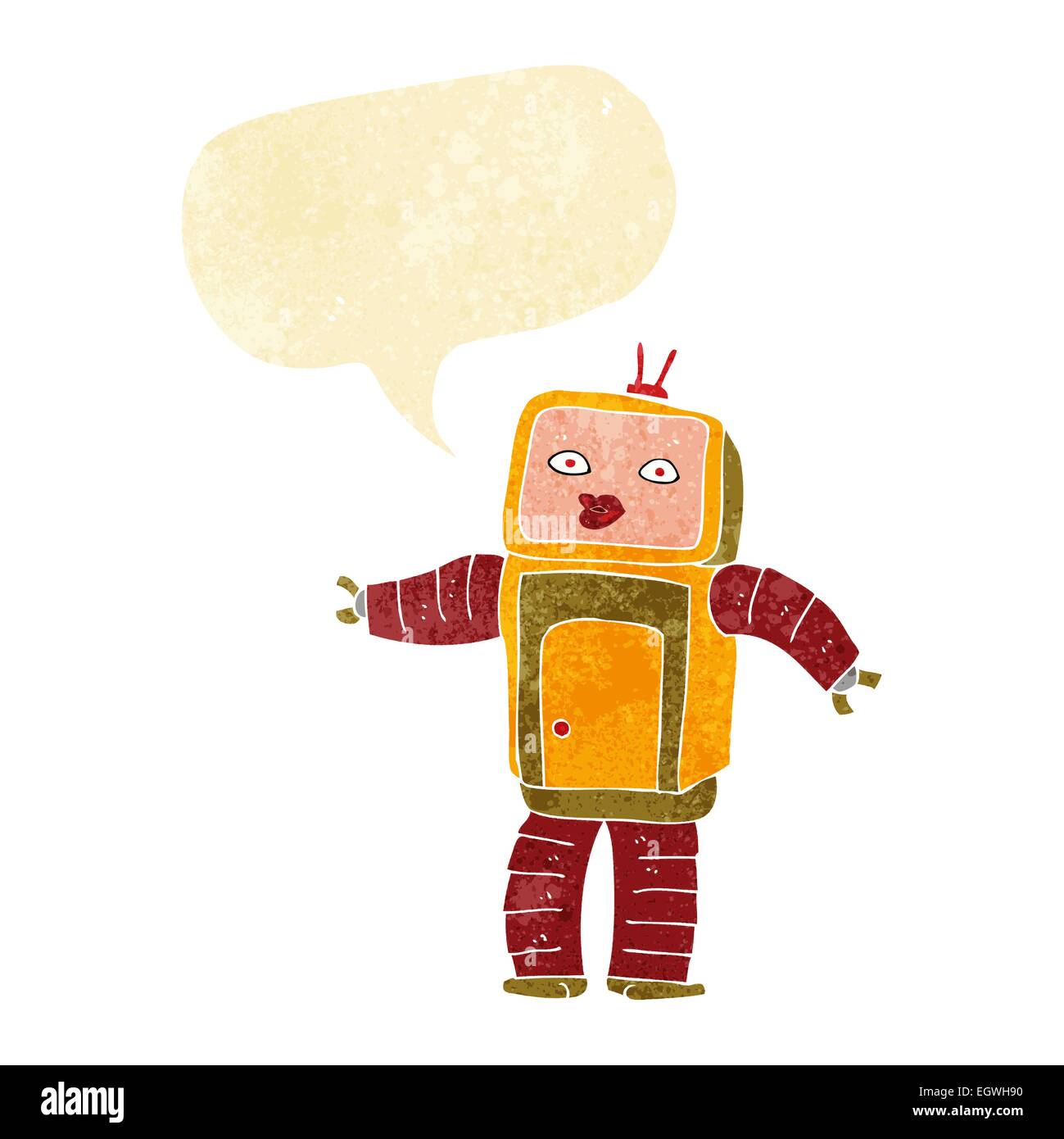 funny cartoon robot with speech bubble Stock Vector Image & Art - Alamy