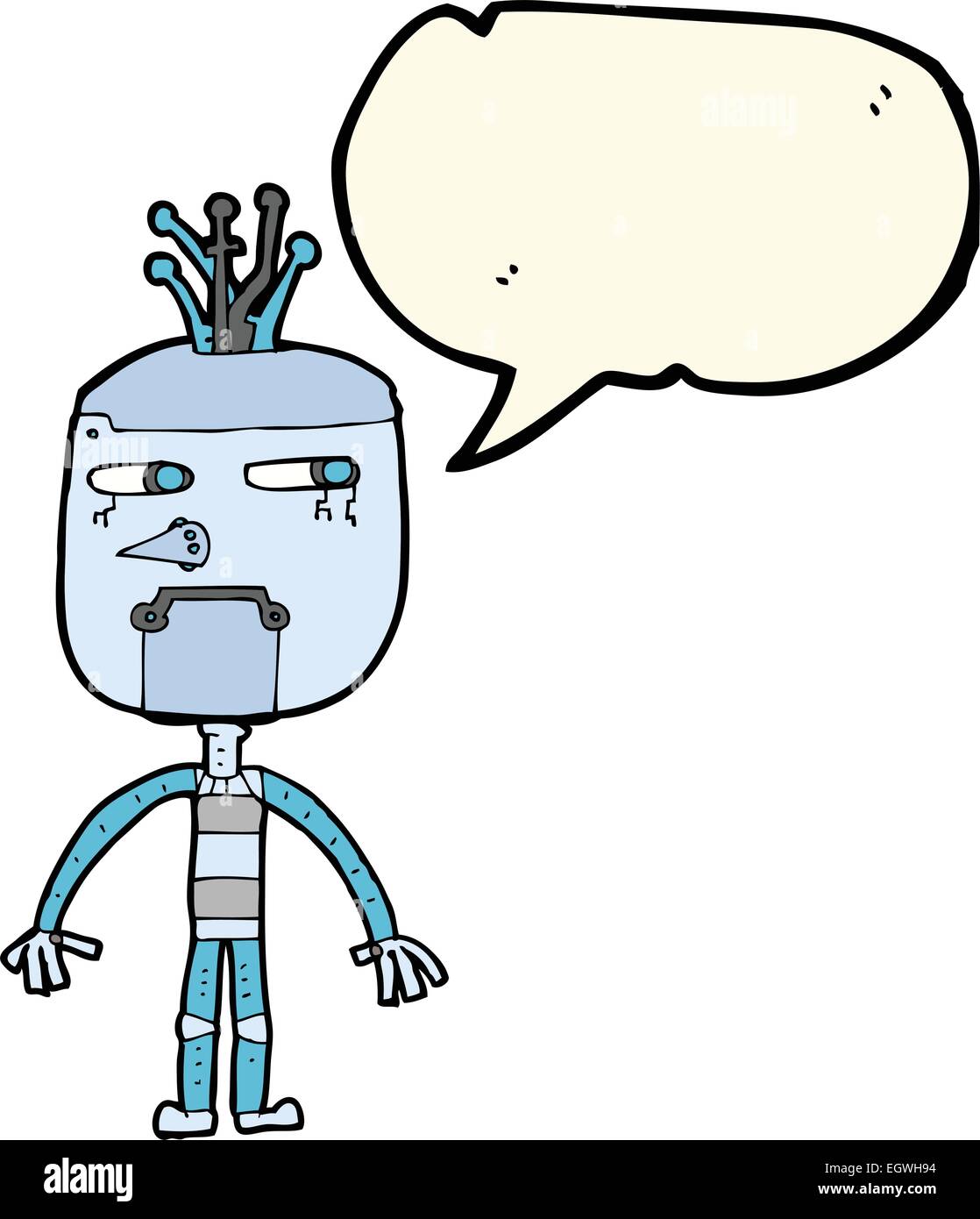 funny cartoon robot with speech bubble Stock Vector Image & Art - Alamy