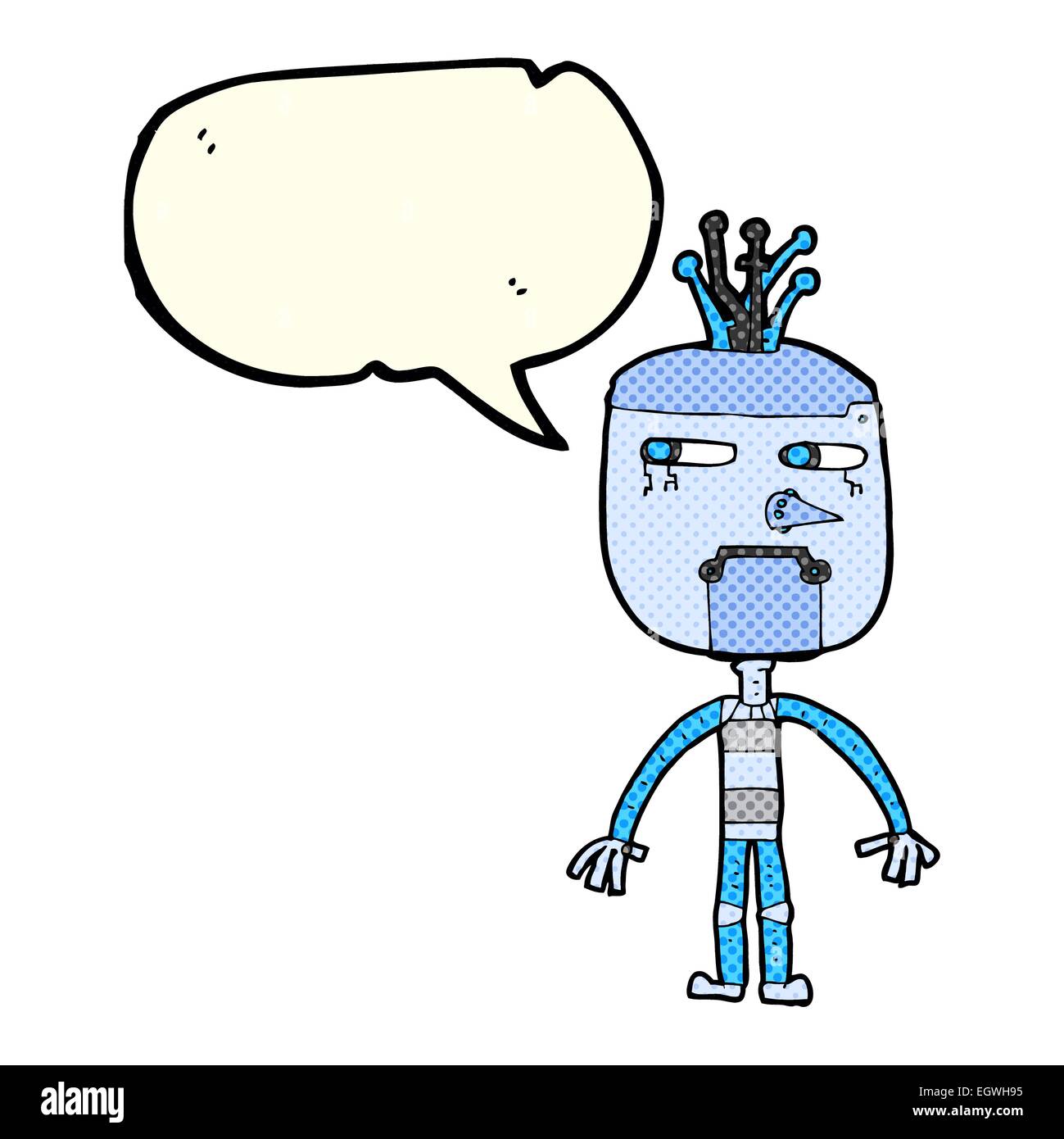 funny cartoon robot with speech bubble Stock Vector Image & Art - Alamy
