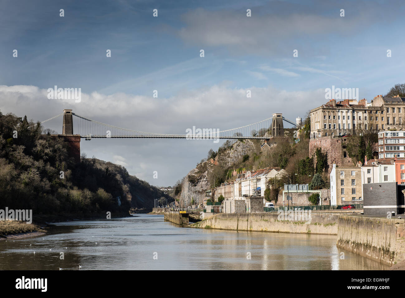 bristol clifton suspension bridge with the river avon at high water and beautiful winter sky Stock Photo