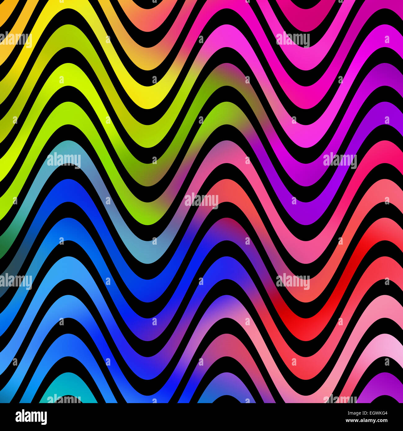 Multicoloured graduated wave pattern illustration. Stock Photo