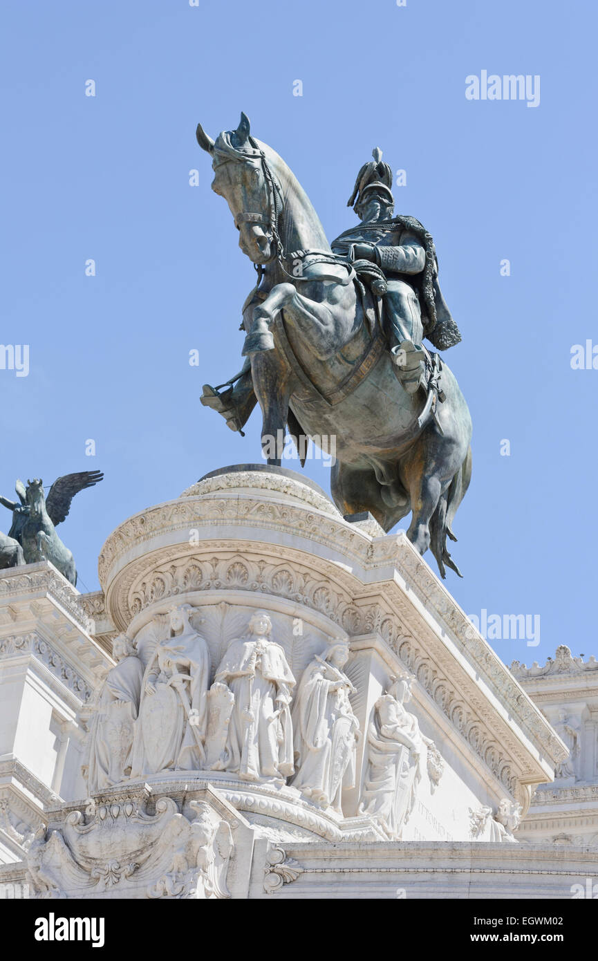 A statue of Victor Emmanuel on horseback outside National Monument to ...