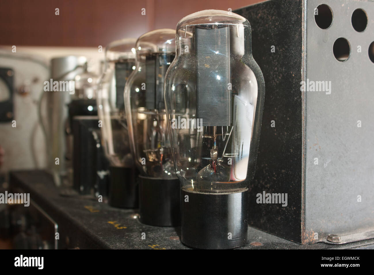 lamps in retro amplifier Stock Photo Alamy