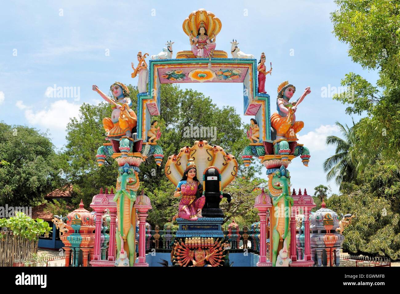 Hindu shrine at island temple, Sri Lanka Stock Photo