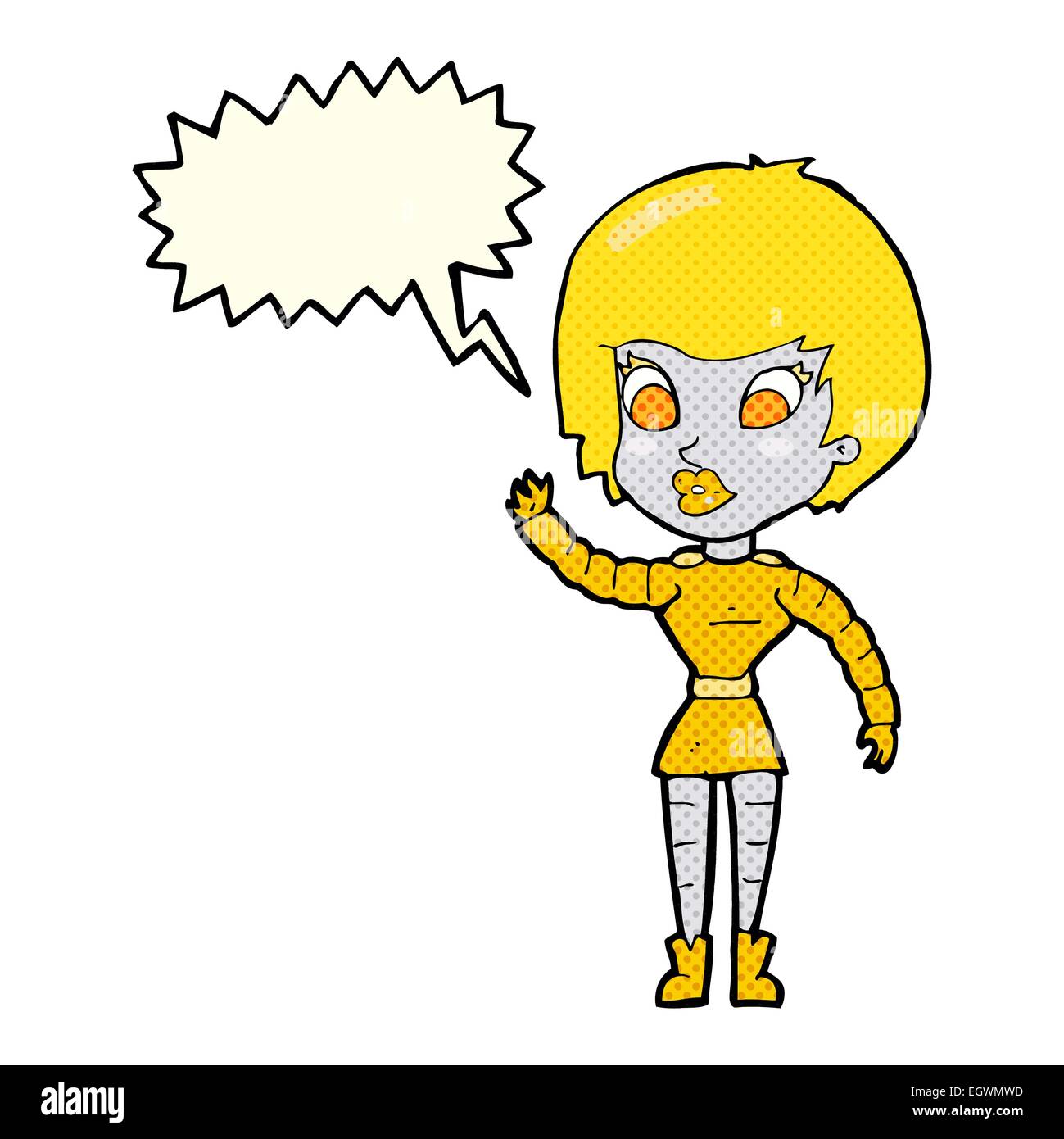 cartoon robot woman waving with speech bubble Stock Vector Image & Art ...