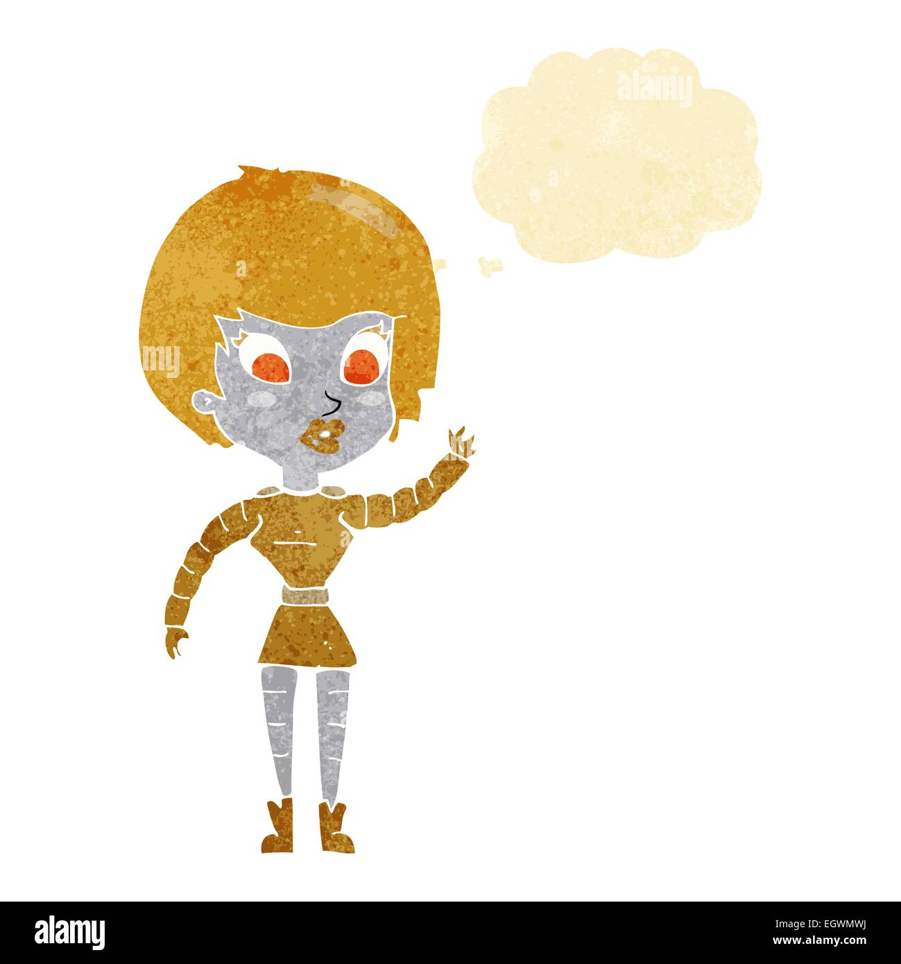 cartoon robot woman waving with thought bubble Stock Vector Image & Art ...