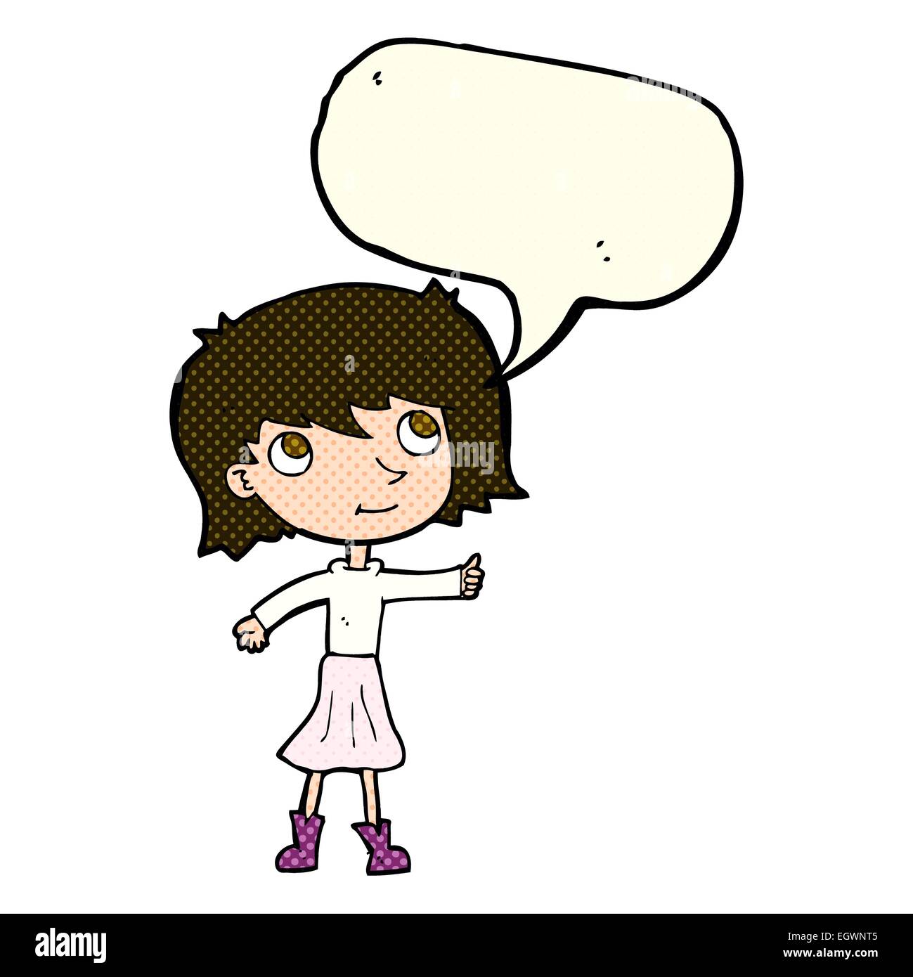 cartoon happy girl with speech bubble Stock Vector Image & Art - Alamy