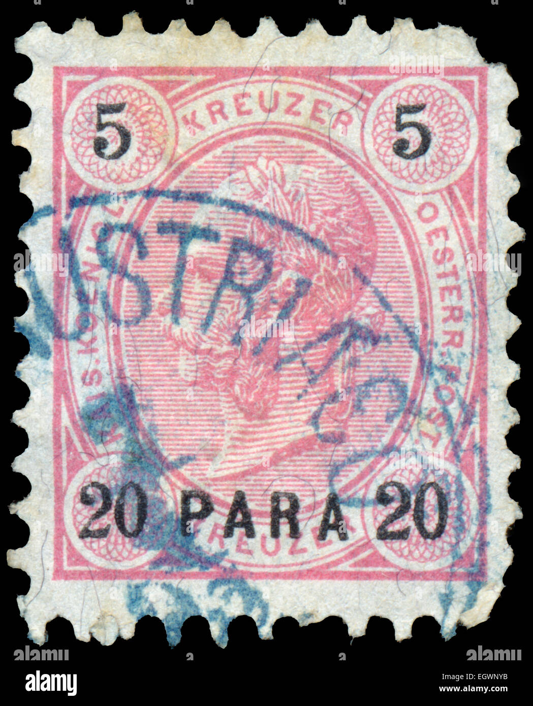 AUSTRIA - CIRCA 1890: A stamp printed in the Austria shows Emperor Franz Josef I, 1830-1916, circa 1890 Stock Photo