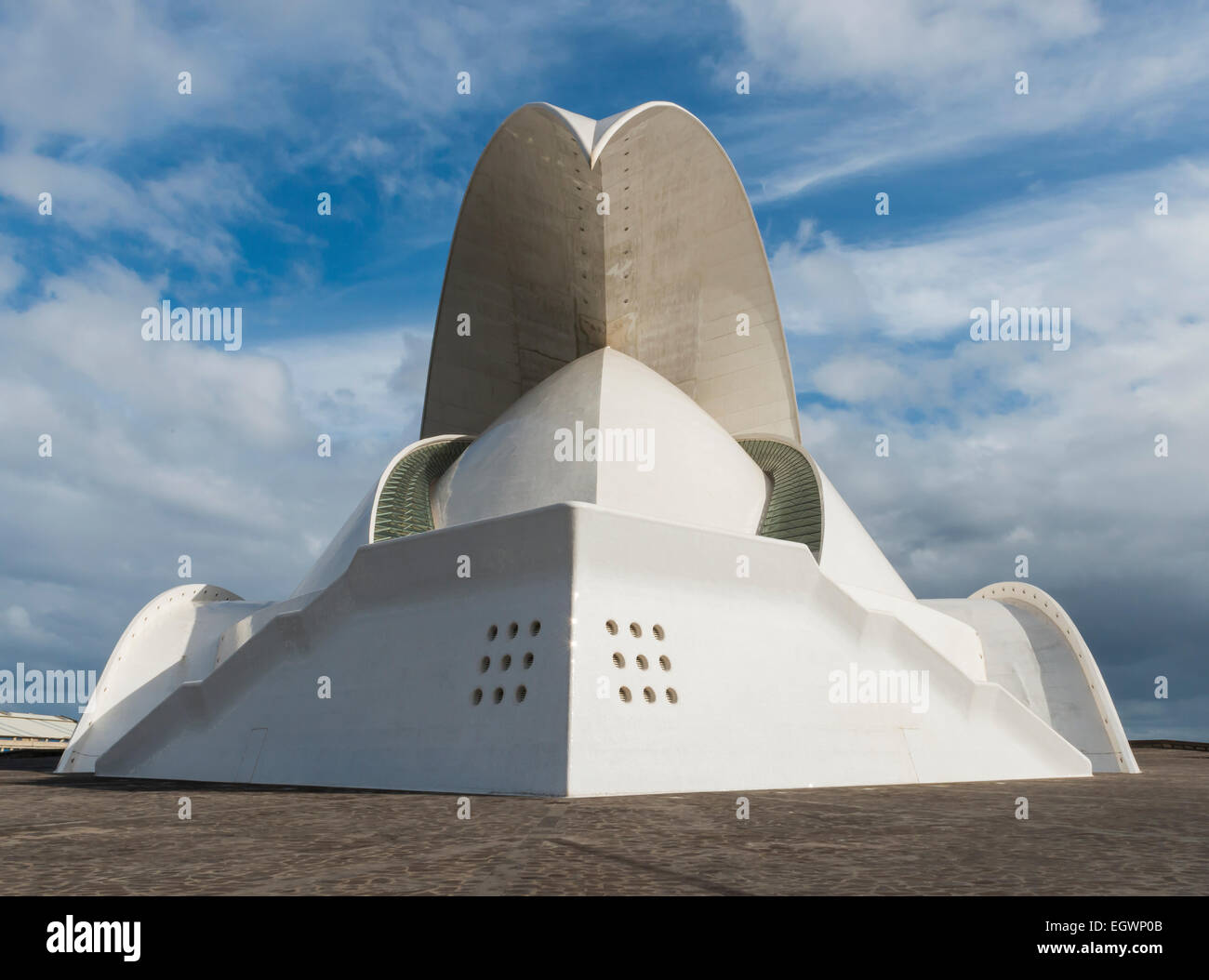 Front of Concert hall of architect Calatrava in Santa Cruz de Tenerife on the Canary Islands. Stock Photo