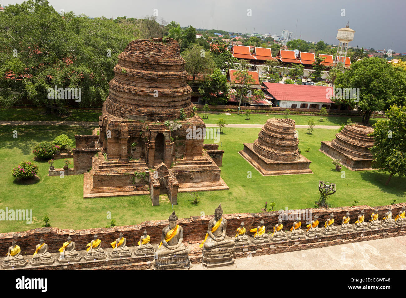 Wat Yai Chai Mongkol Buddhist temple in Ayutthaya in Thailand Stock Photo