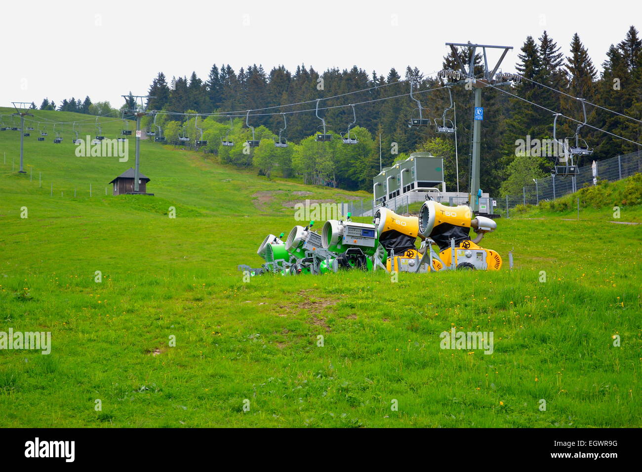 Black Forest, Baden-Wurttemberg, Black Forest, Feldberg, snow cannons out of service, Stock Photo