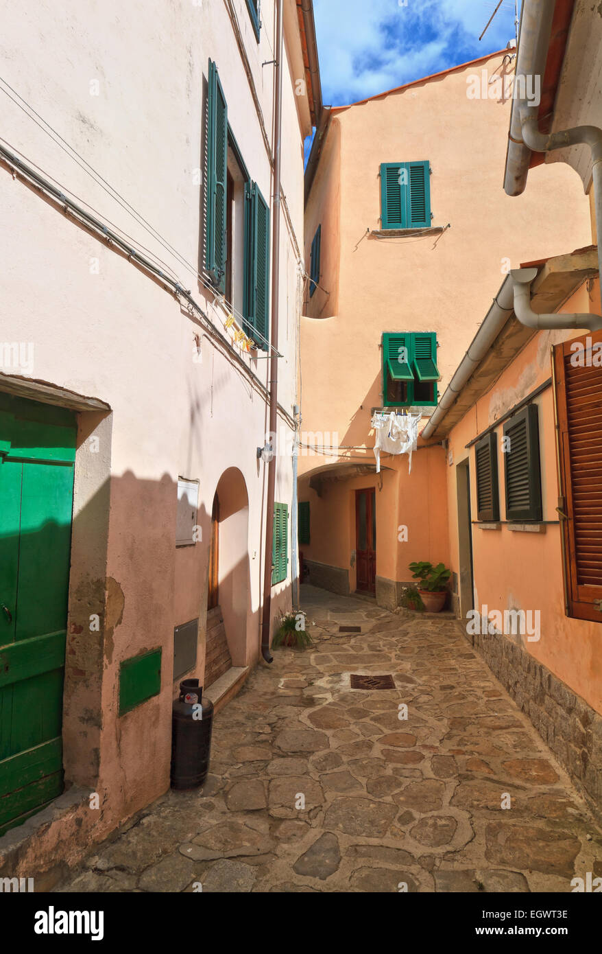 urban view in Marciana, ancient small town in Elba island, Italy Stock Photo