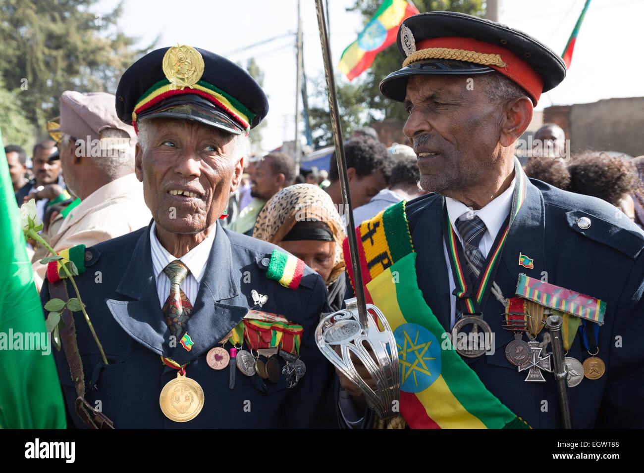 Addis Ababa, Ethiopia. 2nd March, 2015. Decorated war veterans attends the celebrations of the 119th Anniversary of the Ethiopian Army’s victory over the invading Italian forces in the 1896 battle of Adwa. September 2, 2015, Addis Ababa, Ethiopia. Credit:  Dereje Belachew/Alamy Live News Stock Photo