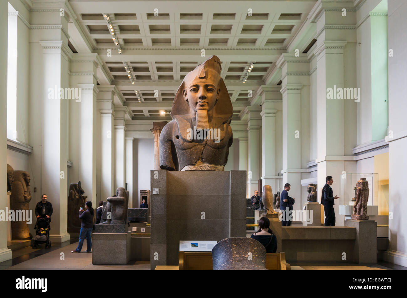 Inside the British Museum, London, England, UK - Statue of the Younger Memnon - an ancient Egyptian Pharaoh Stock Photo