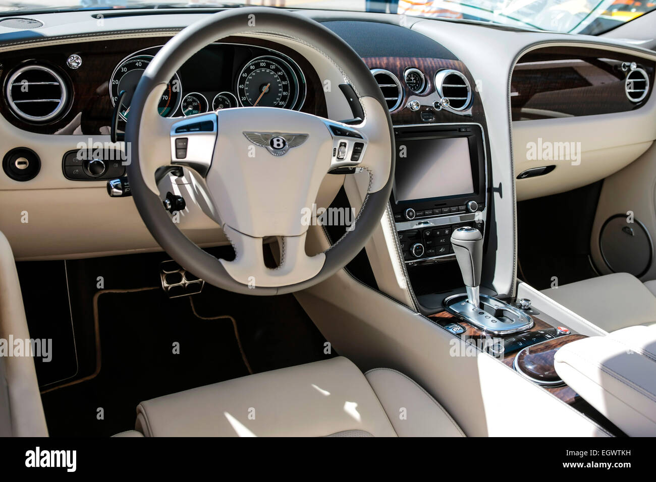 Interior Of A 14 Bentley Flying Spur From The Drivers Side Of The Vehicle Stock Photo Alamy