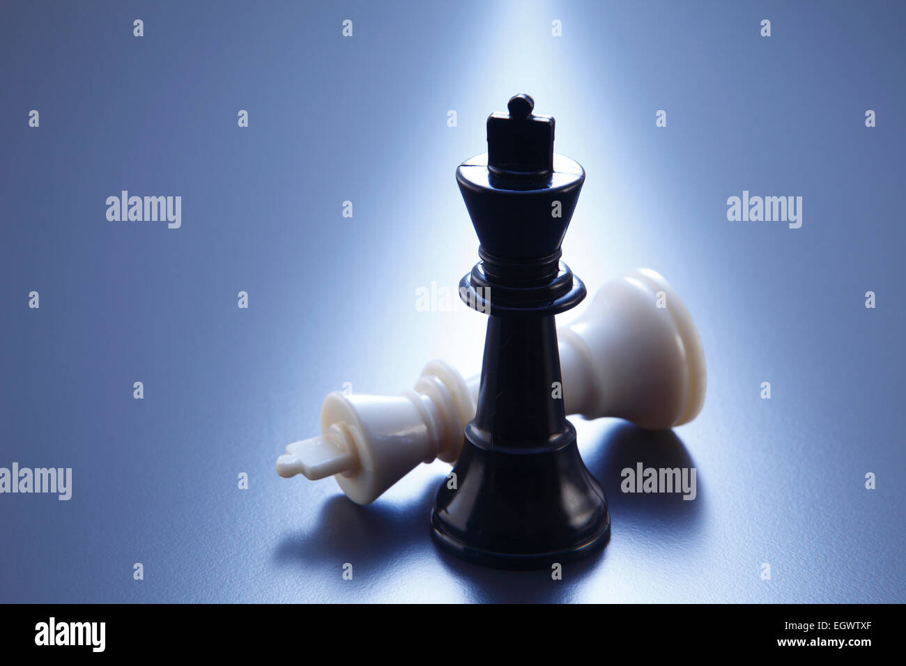 kings of the chess on the blue background Stock Photo