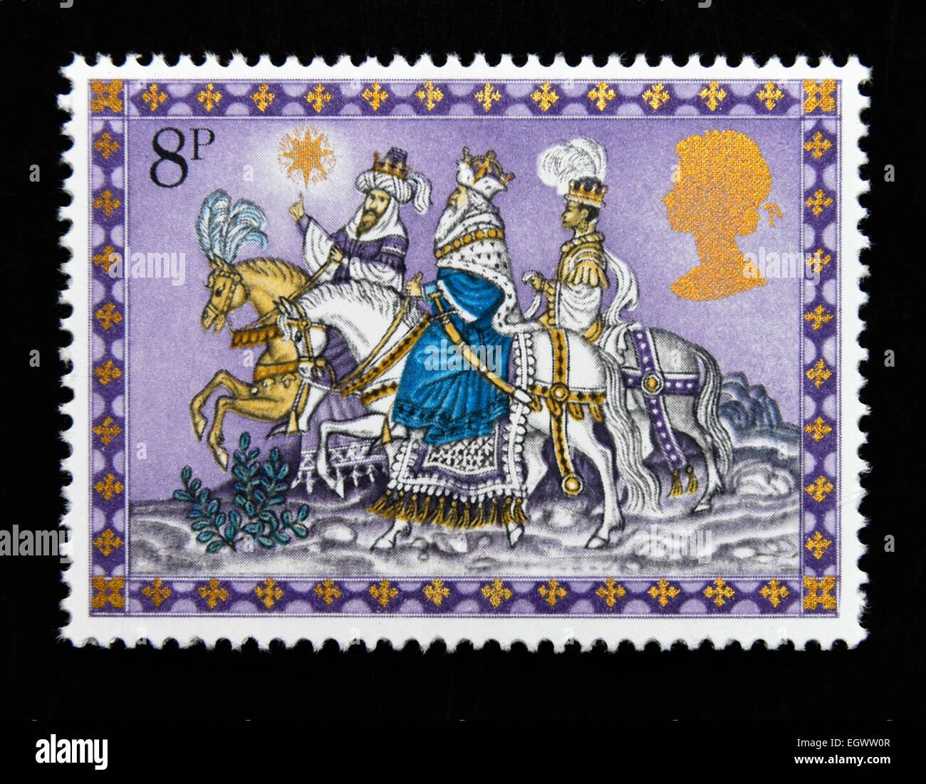 Postage stamp. Great Britain. Queen Elizabeth II. 1979. Christmas. The Three Kings. 8p Stock