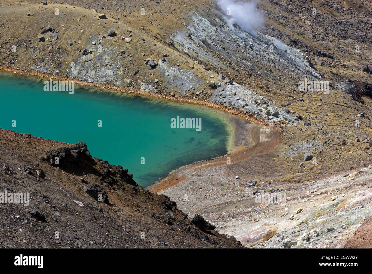 Emerald Lake in Tongariro National Park in New Zealand Stock Photo