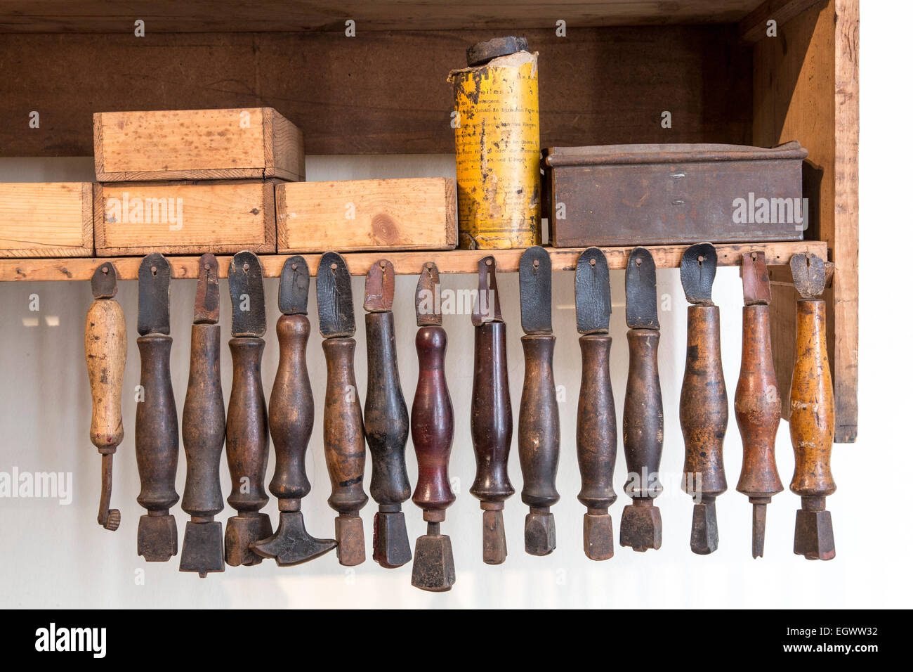 Leather and leather tanning museum, in Mülheim, Germany, shows the