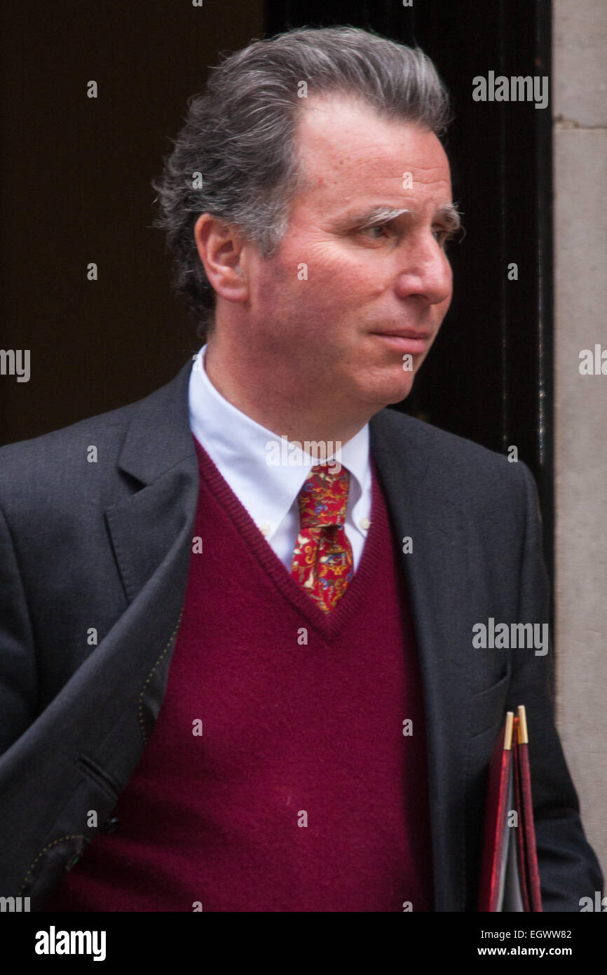 London, March 3rd 2015. Members of the cabinet arrive at 10 Downing Street for their weekly meeting. PICTURED: Minister for Government Policy, Oliver Letwin Credit:  Paul Davey/Alamy Live News Stock Photo