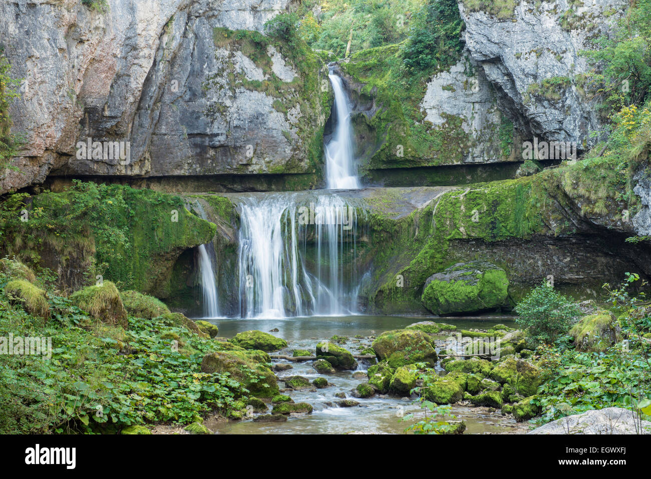 Cascade de la Billaude near Vaudioux in the Jura department of France Stock Photo