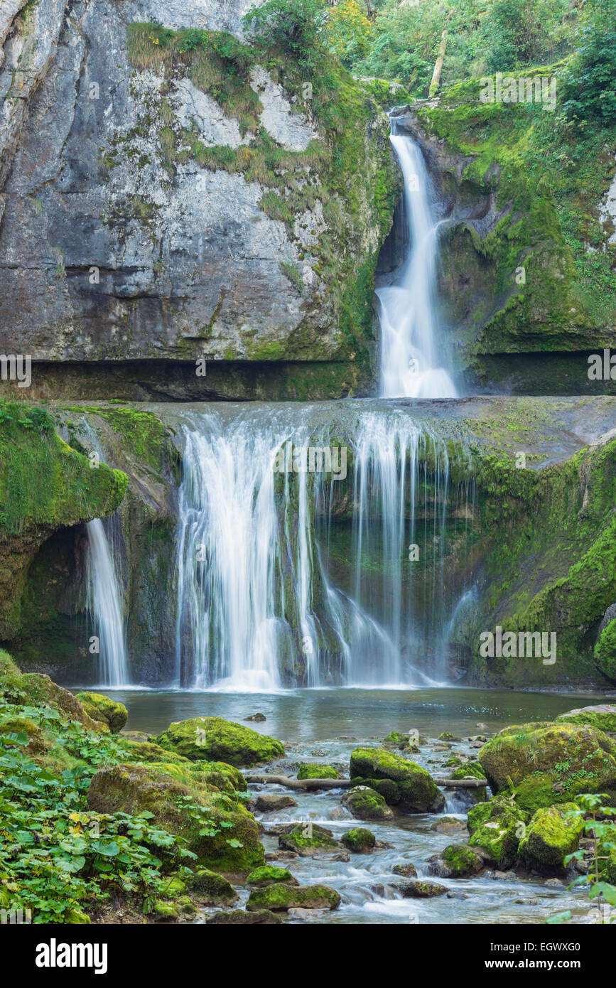 Cascade de la Billaude near Vaudioux in the Jura department of France Stock Photo