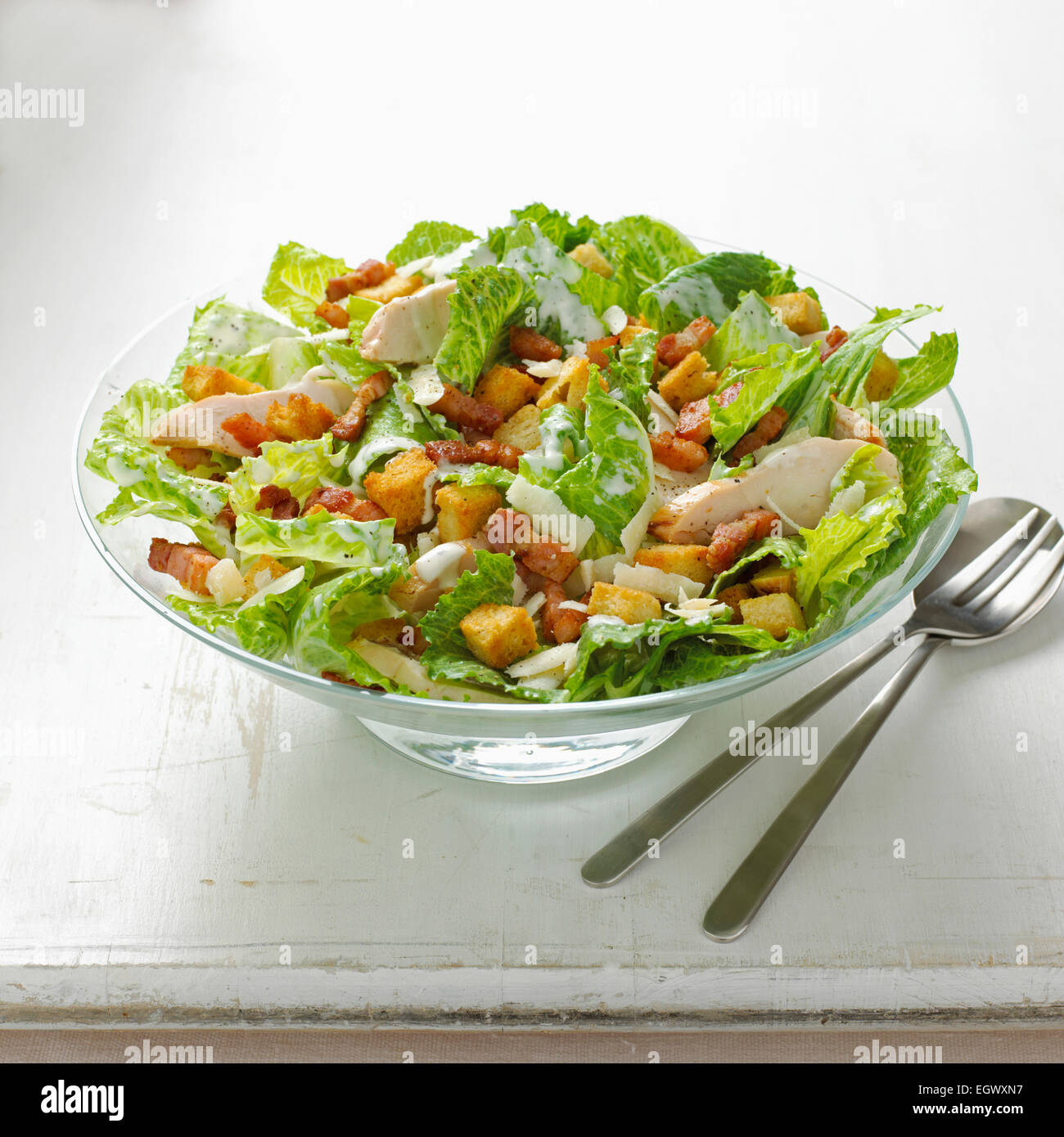 Bowl of Caesar salad Stock Photo